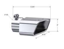 Load image into Gallery viewer, Exhaust Tip 4 3/4 Inch X 3 Inch ID Rectangle Angled Cut 3 Inch O.D. Inlet Driver Side 7 3/8 Inch Length T304 Stainless Steel MBRP