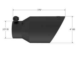 Exhaust Tip 4 Inch O.D. Dual Wall Angled Black Fits Aluminized Steel 2 1/2 Inch Systems MBRP