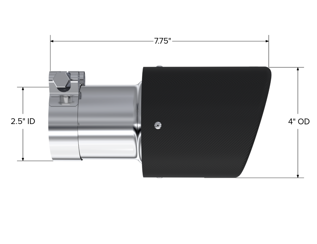 Exhaust Tip 4 Inch O.D. Dual Wall Angled 2.5 Inch Inlet 7.7 Inch Length Carbon Fiber MBRP