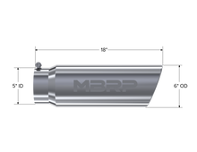 Load image into Gallery viewer, Exhaust Tip 6 Inch O.D. Angled Rolled End 5 Inch Inlet 18 Inch Length T304 Stainless Steel MBRP