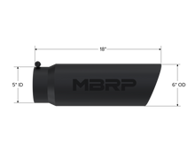 Load image into Gallery viewer, Exhaust Tip 6 Inch O.D. Angled Rolled End 5 Inch Inlet 18 Inch Length Black Finish MBRP