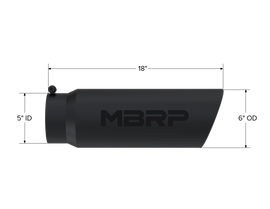 Exhaust Tip 6 Inch O.D. Angled Rolled End 5 Inch Inlet 18 Inch Length Black Finish MBRP