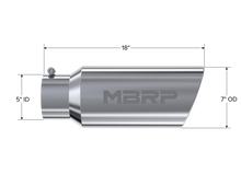 Load image into Gallery viewer, Exhaust Tip 7 Inch O.D. Rolled End 5 Inch Inlet 18 Inch Length T304 Stainless Steel MBRP