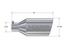 Load image into Gallery viewer, Exhaust Tip 8 Inch O.D. Rolled End 4 Inch Inlet 18 Inch Length T304 Stainless Steel MBRP