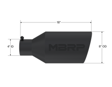 Load image into Gallery viewer, Exhaust Tip 8 Inch O.D. Rolled End 4 Inch Inlet 18 Inch Length Black Finish MBRP