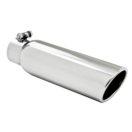 3.5 Inch OD 2.5 Inch Inlet 12 Inch Length Angled Cut Rolled End Clampless-No Weld T304 Stainless Steel MBRP