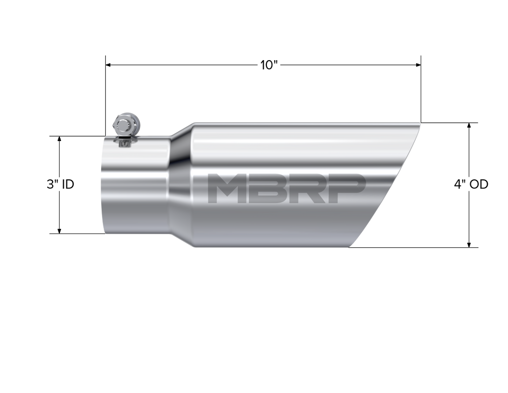 Exhaust Tip 4 Inch O.D. Dual Wall Angled 3 Inch Inlet 10 Inch Length T304 Stainless Steel MBRP