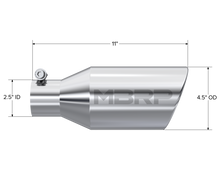 Load image into Gallery viewer, Exhaust Tip 4 1/2 Inch O.D. Single Wall Angle Rolled End 2.5 Inch Inlet 11 Inch Length T304 Stainless Steel MBRP