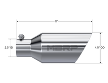 Load image into Gallery viewer, Exhaust Tip 4 1/2 Inch O.D. Dual Wall Angle Rolled End 2.5 Inch Inlet 11 Inch Length T304 Stainless Steel MBRP