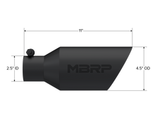 Load image into Gallery viewer, Exhaust Tip 4 1/2 Inch O.D. Dual Wall Angle Rolled End 2.5 Inch Inlet 11 Inch Length Black Coated MBRP