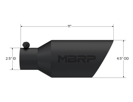 Exhaust Tip 4 1/2 Inch O.D. Dual Wall Angle Rolled End 2.5 Inch Inlet 11 Inch Length Black Coated MBRP