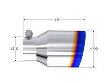 Load image into Gallery viewer, T304 Stainless Steel Burnt End Tip Pro Series 2.5 Inch ID 4 Inch OD Single Wall Angle Cut 6.5 Inch Length MBRP