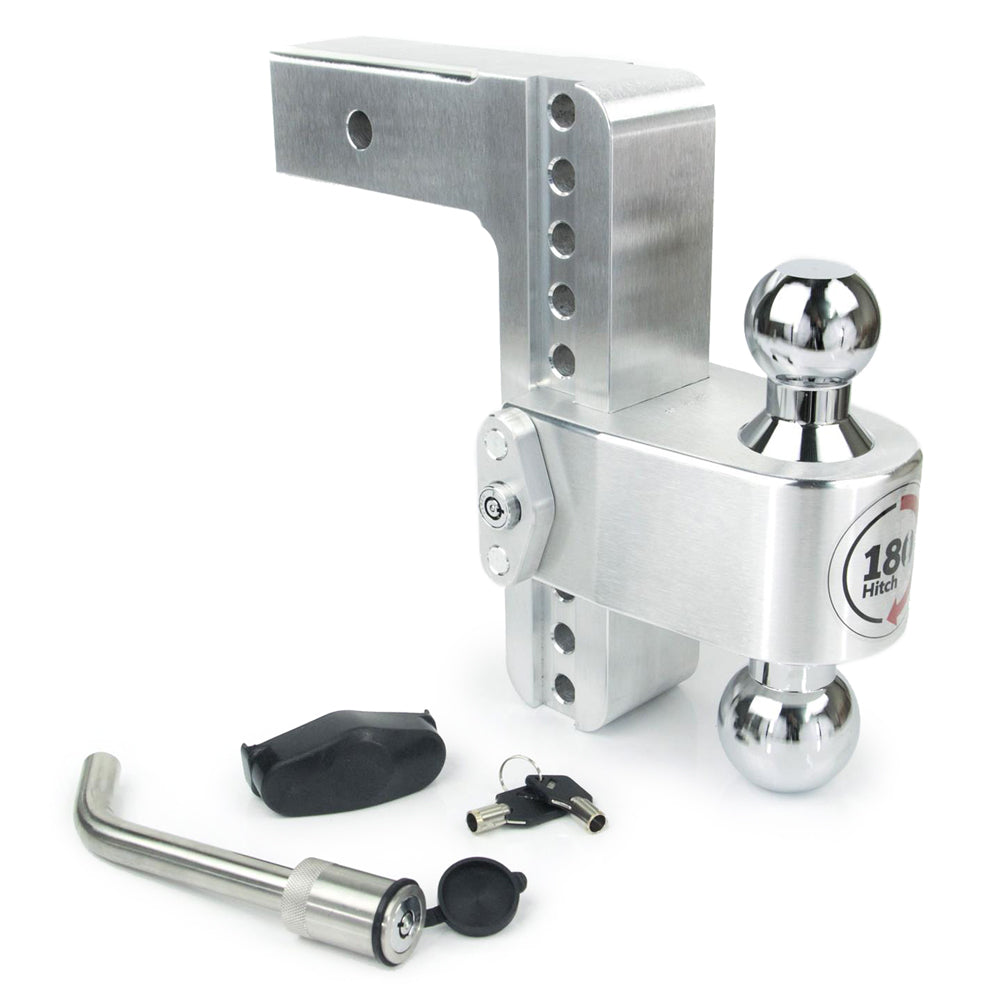 Weigh Safe 180 Hitch - Drop Hitch w/Chrome Combo Ball - 8" Drop for 2.5" Shank