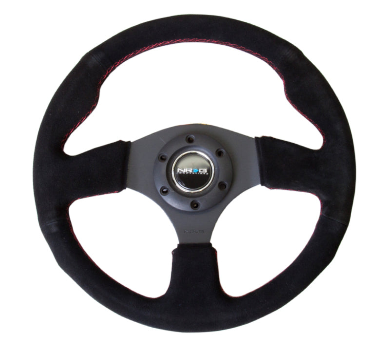 NRG Reinforced Steering Wheel (320mm) Suede w/Red Stitch NRGRST-012S-RS