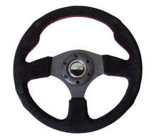 Load image into Gallery viewer, NRG Reinforced Steering Wheel (320mm) Suede w/Red Stitch NRGRST-012S-RS