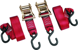 BikeMaster 2x84in Ratchet Tiedown Pair - Red
