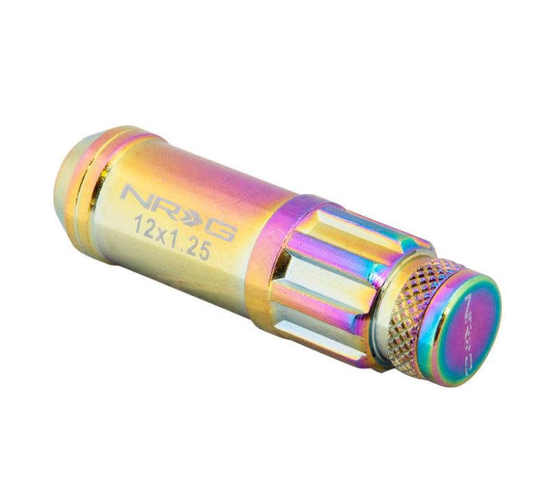 NRG 700 Series M12 X 1.5 Steel Lug Nut w/Dust Cap Cover Set 21 Pc w/Locks & Lock Socket - Neochrome NRGLN-LS700MC-21