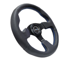 Load image into Gallery viewer, NRG Reinforced Steering Wheel (320mm) Black Leather w/Blue Stitching NRGRST-012R-BL