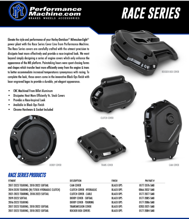 Performance Machine Derby Cover Race Series - Black Ops PFM0177-2085-SMB