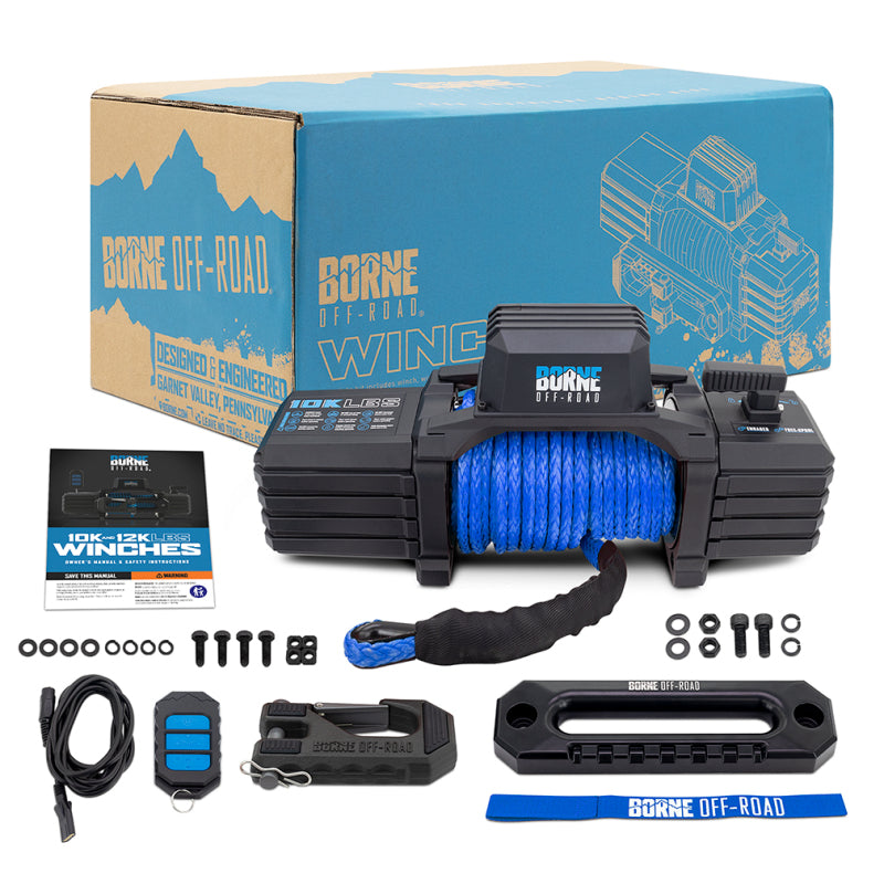 Borne Off-Road 10K Winch - Blue Synthetic Rope BRNBNWN-10-SBL