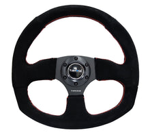 Load image into Gallery viewer, NRG Reinforced Steering Wheel (320mm Horizontal / 330mm Vertical) Suede w/Red Stitch NRGRST-009S-RS