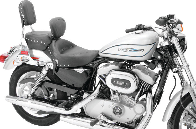 Mustang 04-21 Harley Sportster 3.3 Wide Stud Touring Solo Seat w/Driver Backrest - Black