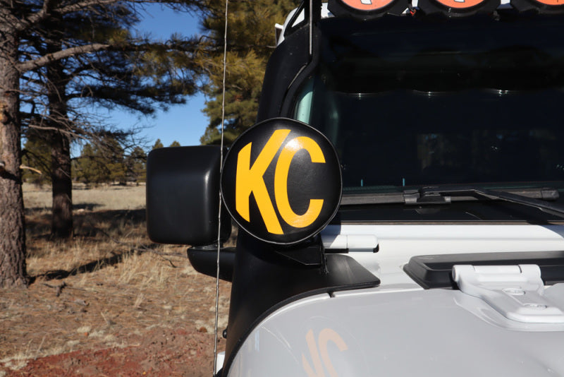 KC HiLiTES 6in. Round Soft Cover (Pair) - Black w/Yellow KC Logo KCL5102