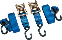 Load image into Gallery viewer, BikeMaster 2x84in Ratchet Tiedown Pair - Blue BKM100578