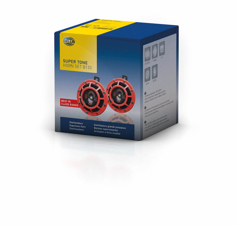 Hella Supertone Horn Kit 12V 300/500HZ Red (003399803 = 003399801) HELLA003399801