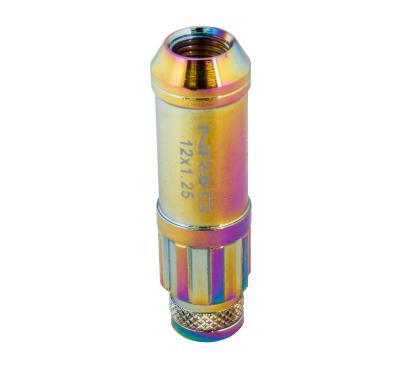 NRG 700 Series M12 X 1.5 Steel Lug Nut w/Dust Cap Cover Set 21 Pc w/Locks & Lock Socket - Neochrome NRGLN-LS700MC-21