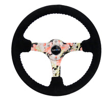 Load image into Gallery viewer, NRG Reinforced Steering Wheel (350mm / 3in. Deep) Blk Suede Floral Dipped w/ Blk Baseball Stitch NRGRST-036FL-S
