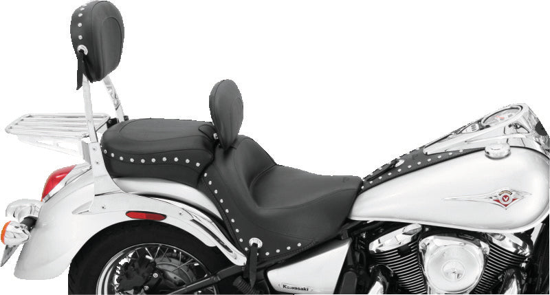 Mustang 06-21 Kawasaki Vulcan 900 Classic, Custom Touring 1PC Seat w/Driver Backrest Studs - Black