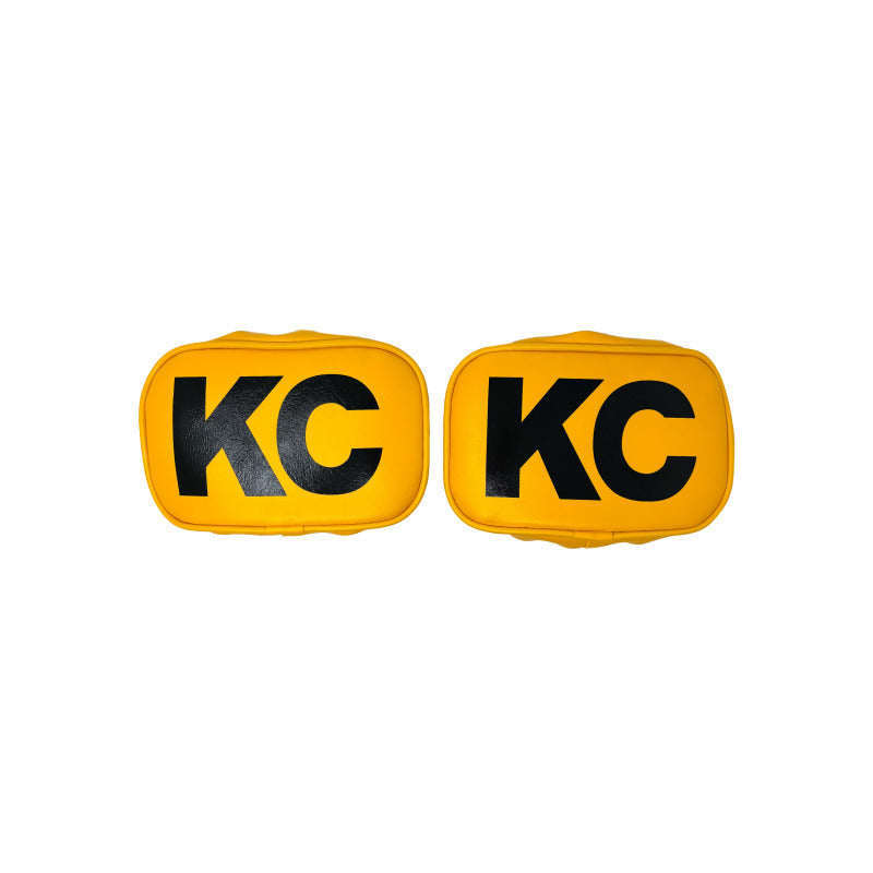 KC HiLiTES Retro 5in x 7in Rectangular Yellow Vinyl Light Cover w/ Black KC Logo (Pair) KCL5601