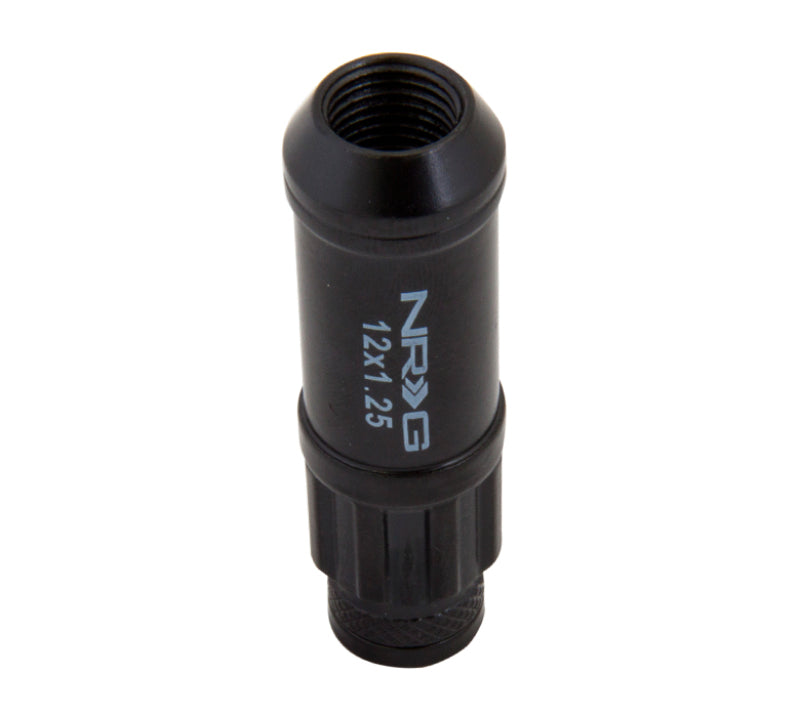 NRG 700 Series M12 X 1.25 Steel Lug Nut w/Dust Cap Cover Set 21 Pc w/Locks & Lock Socket - Black NRGLN-LS710BK-21