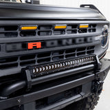 IAG I-Line Grille Letters Matte Carbon & Red R for 2021+ Ford Bronco  -  IAG Performance IAG-BDY-F3061