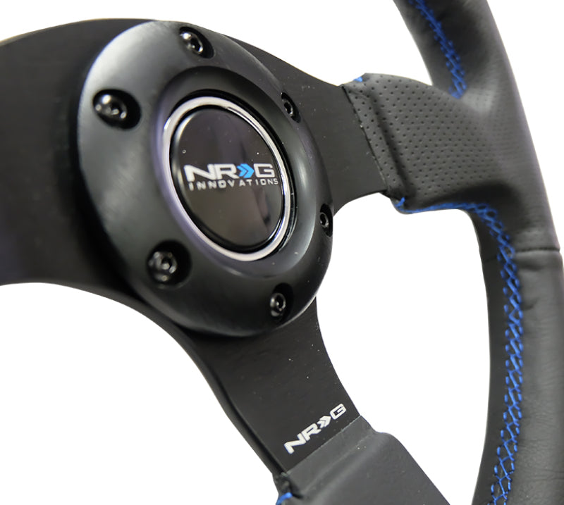 NRG Reinforced Steering Wheel (320mm) Black Leather w/Blue Stitching NRGRST-012R-BL