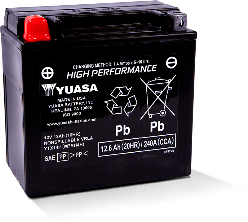 Yuasa YTX14AH Maintenance Free AGM 12-Volt Battery YSAYUAM72H4A