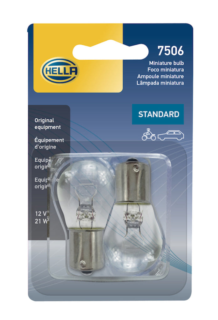 Hella Bulb 7506 12V 21W Ba15S S8 (2) HELLA7506TB