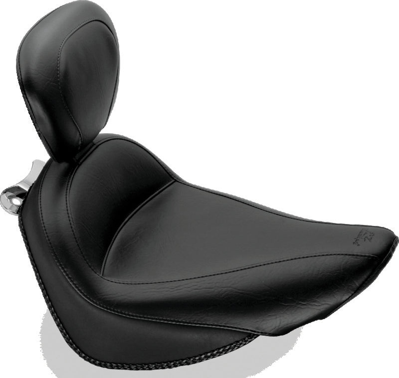 Mustang 00-15 Harley Softail Standard Rear Tire Standard Touring Solo Seat w/Driver Backrest - Black
