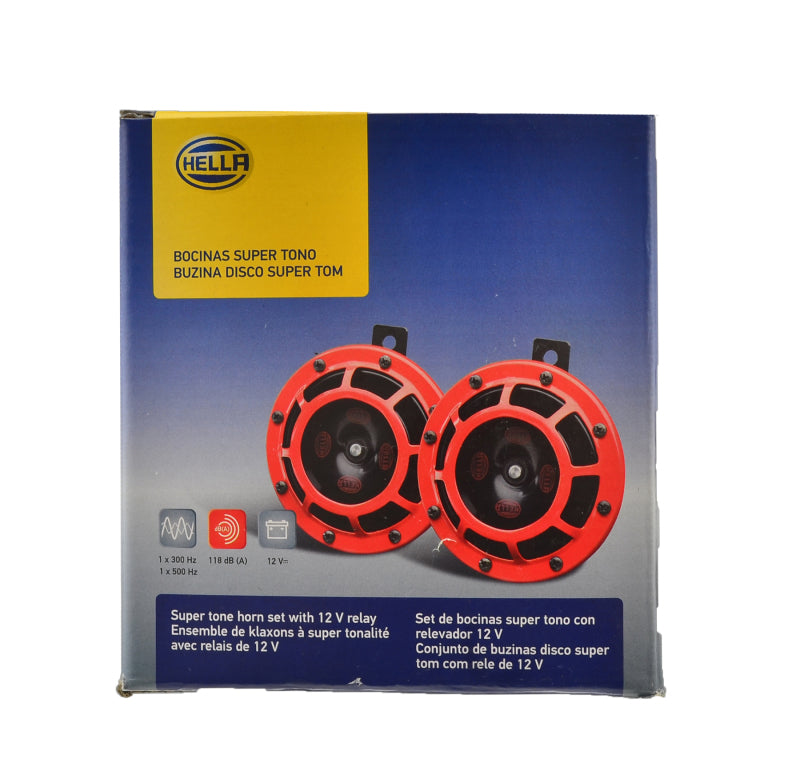 Hella Supertone Horn Kit 12V 300/500HZ Red (003399803 = 003399801) HELLA003399801