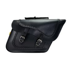 Load image into Gallery viewer, Willie &amp; Max Universal Braided Large Slant Saddlebags (16 in L x 11 in H x 6.5 in W) - Black WAM58709-20