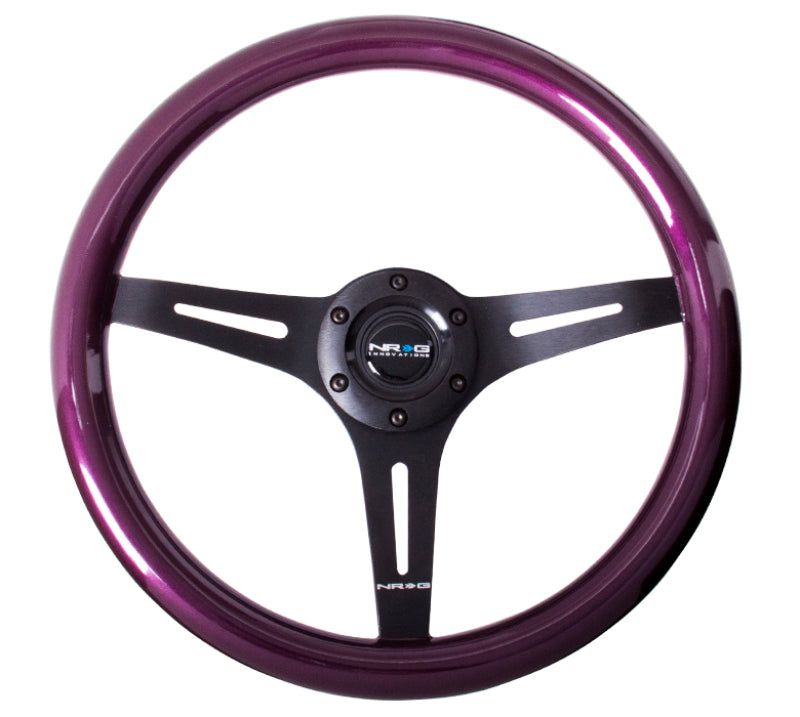 NRG Classic Wood Grain Steering Wheel (350mm) Purple Pearl/Flake Paint w/Black 3-Spoke Center NRGST-015BK-PP