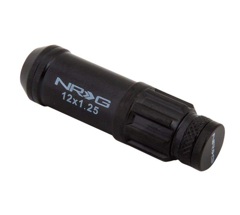 NRG 700 Series M12 X 1.25 Steel Lug Nut w/Dust Cap Cover Set 21 Pc w/Locks & Lock Socket - Black NRGLN-LS710BK-21