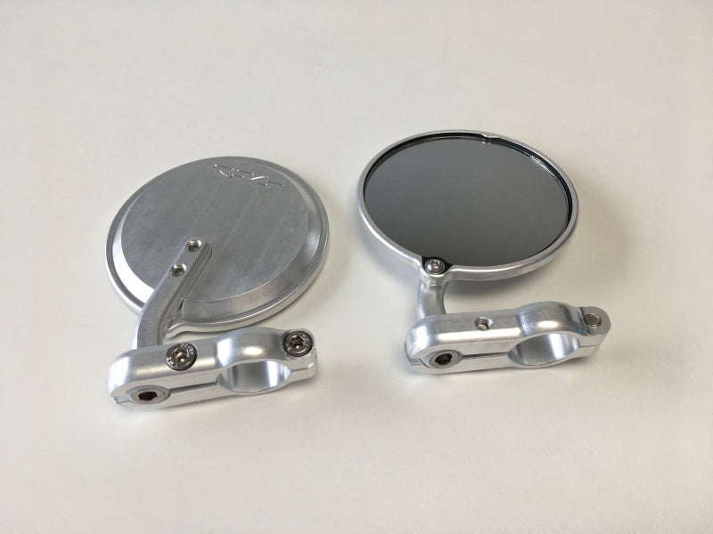 CRG Hindsight Folding 3 in. Round Bar-End Mirror Left - Silver CRGHSLS-201-L