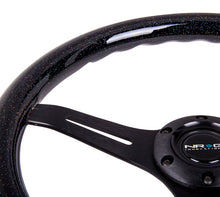 Load image into Gallery viewer, NRG Classic Wood Grain Steering Wheel (350mm) Black Sparkled Grip w/Black 3-Spoke Center NRGST-015BK-BSB