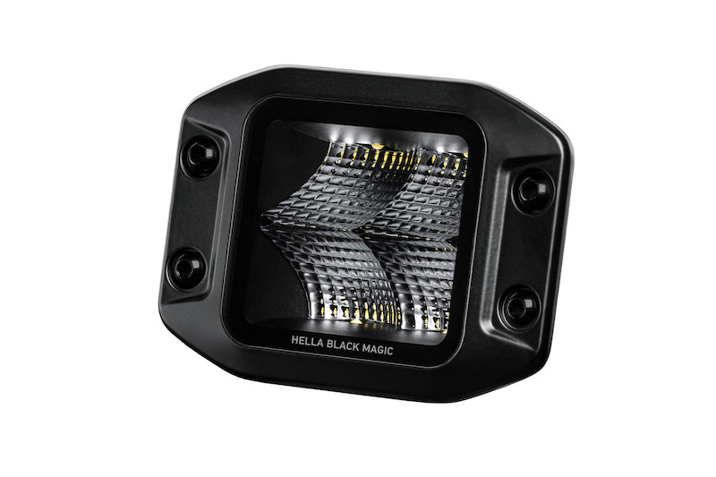 Hella Universal Black Magic 3.2in L.E.D. Cube Kit - Flood Beam (Flush Mount) HELLA358176831