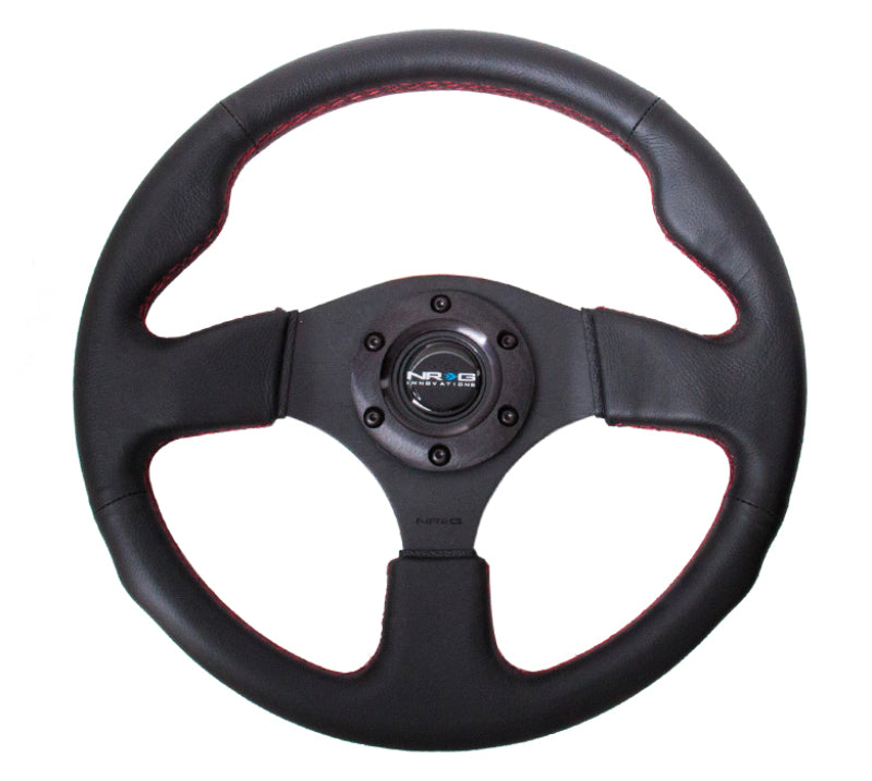 NRG Reinforced Steering Wheel (320mm) Leather w/Red Stitch NRGRST-012R-RS
