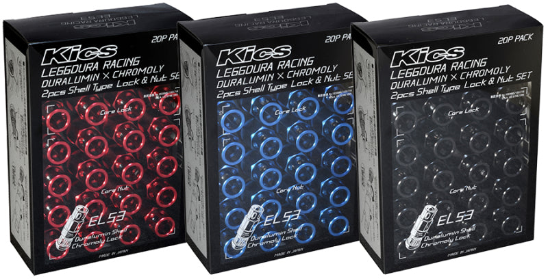 Project Kics Leggdura Racing 53mm EL53 Shell Type Lug Nut 16 Pcs + 4 Locks 12X1.50 Black PJKWEL5311K