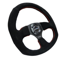 Load image into Gallery viewer, NRG Reinforced Steering Wheel (320mm Horizontal / 330mm Vertical) Suede w/Red Stitch NRGRST-009S-RS