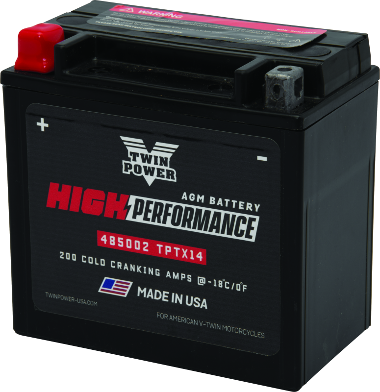 Twin Power YTX14 High Performance Battery Replaces H-D 65948-00 Made in USA 200 CCA TWP485002